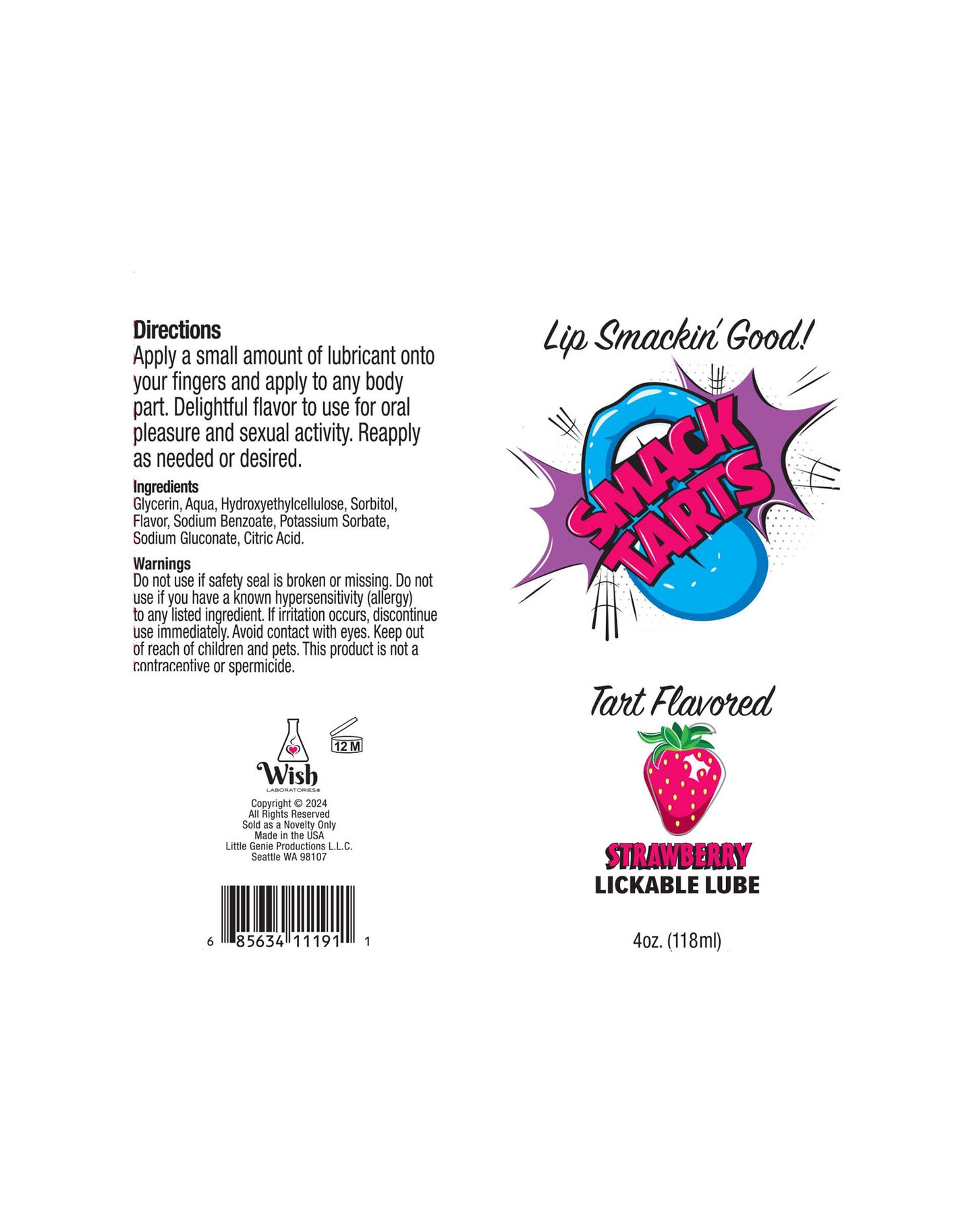 Little Genie SMACK Tarts Lickable Flavored Lubricant – Strawberry – 4oz