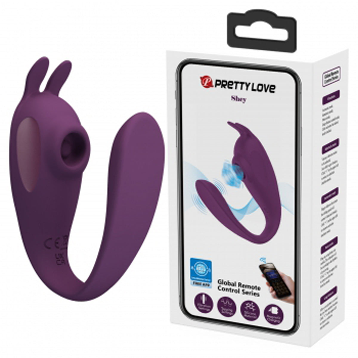 Shey Global App Control Vibrator - C-Shaped Vibrator with 10 Vibration Settings - Purple
