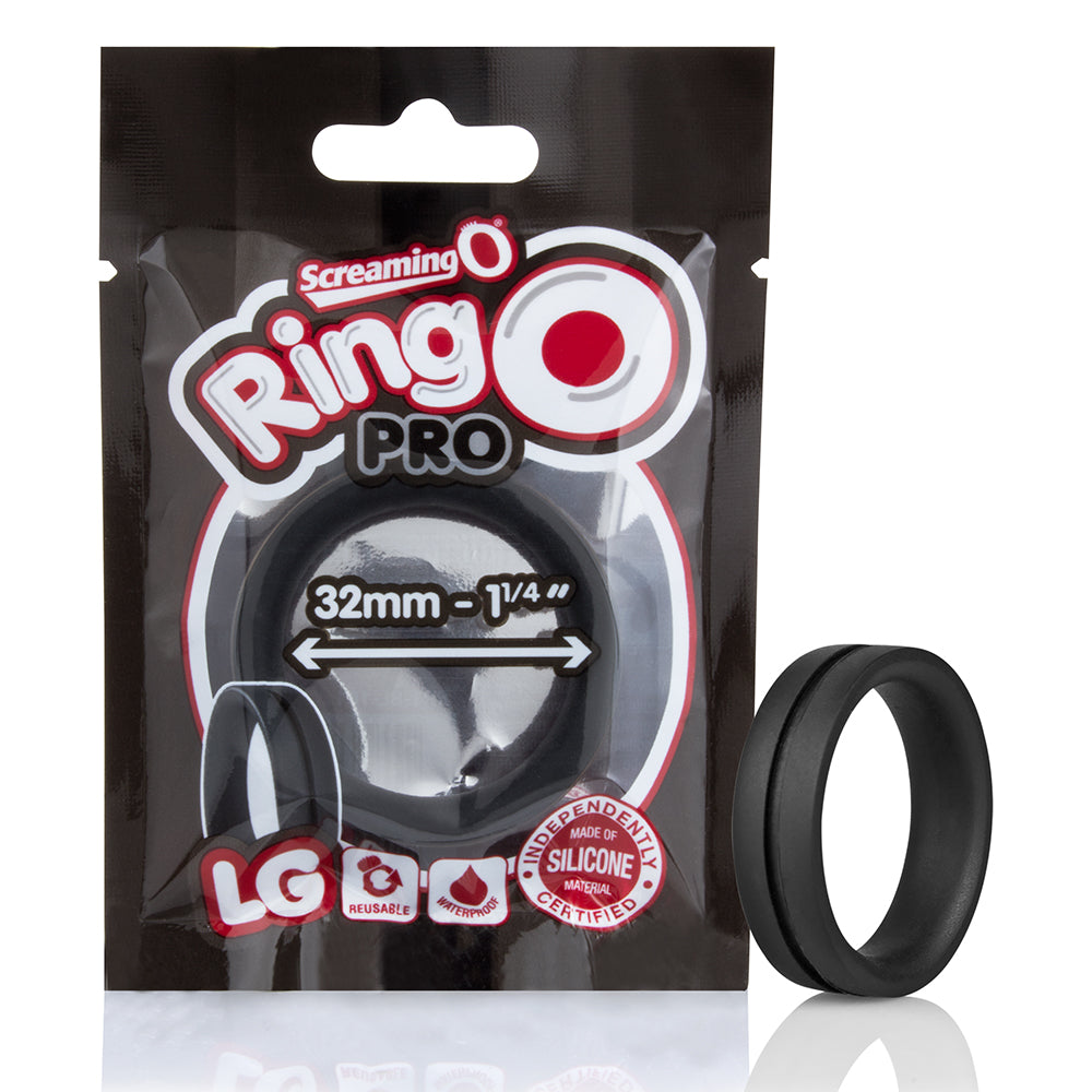 Screaming O RingO Pro LG Penis Ring - Black - Stretch-to-Fit Design