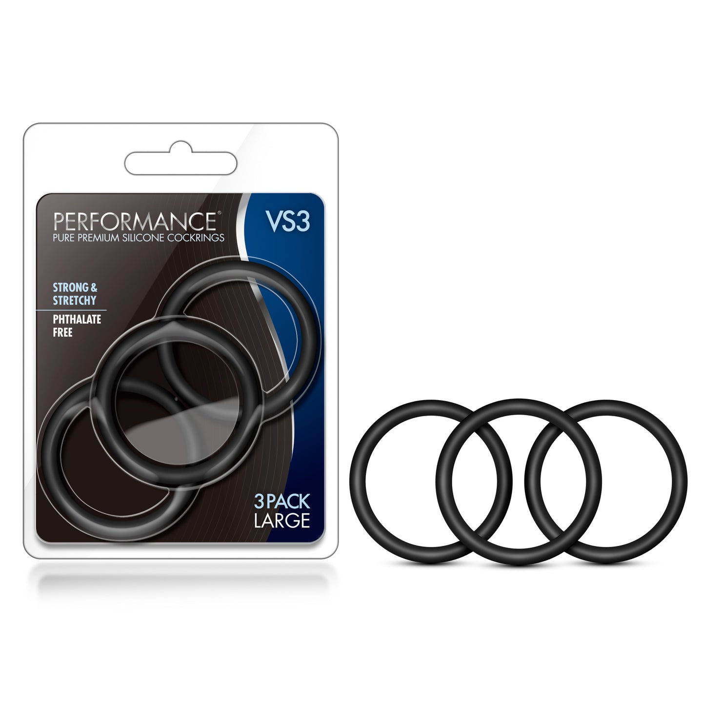 Blush Performance Vs3 Pure Premium Silicone Cockrings – Large – Black