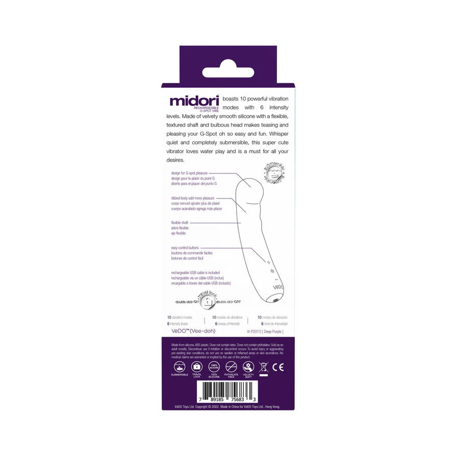 Midori Rechargeable G-Spot Vibe – Deep Purple – 10 Vibration Modes