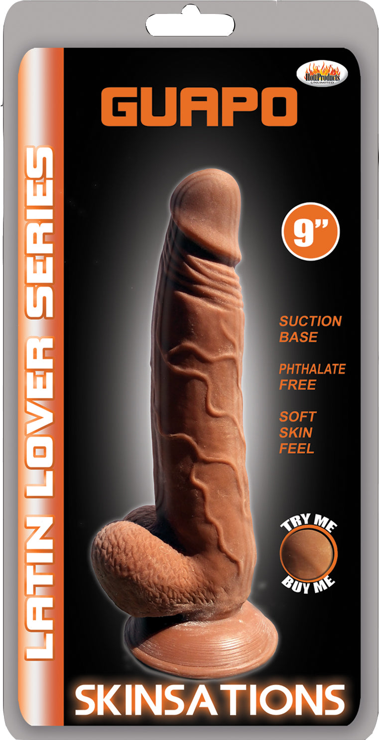 Skinsations Latin Lover Series 9 Inches - Guapo Dildo with Suction Cup - Brown