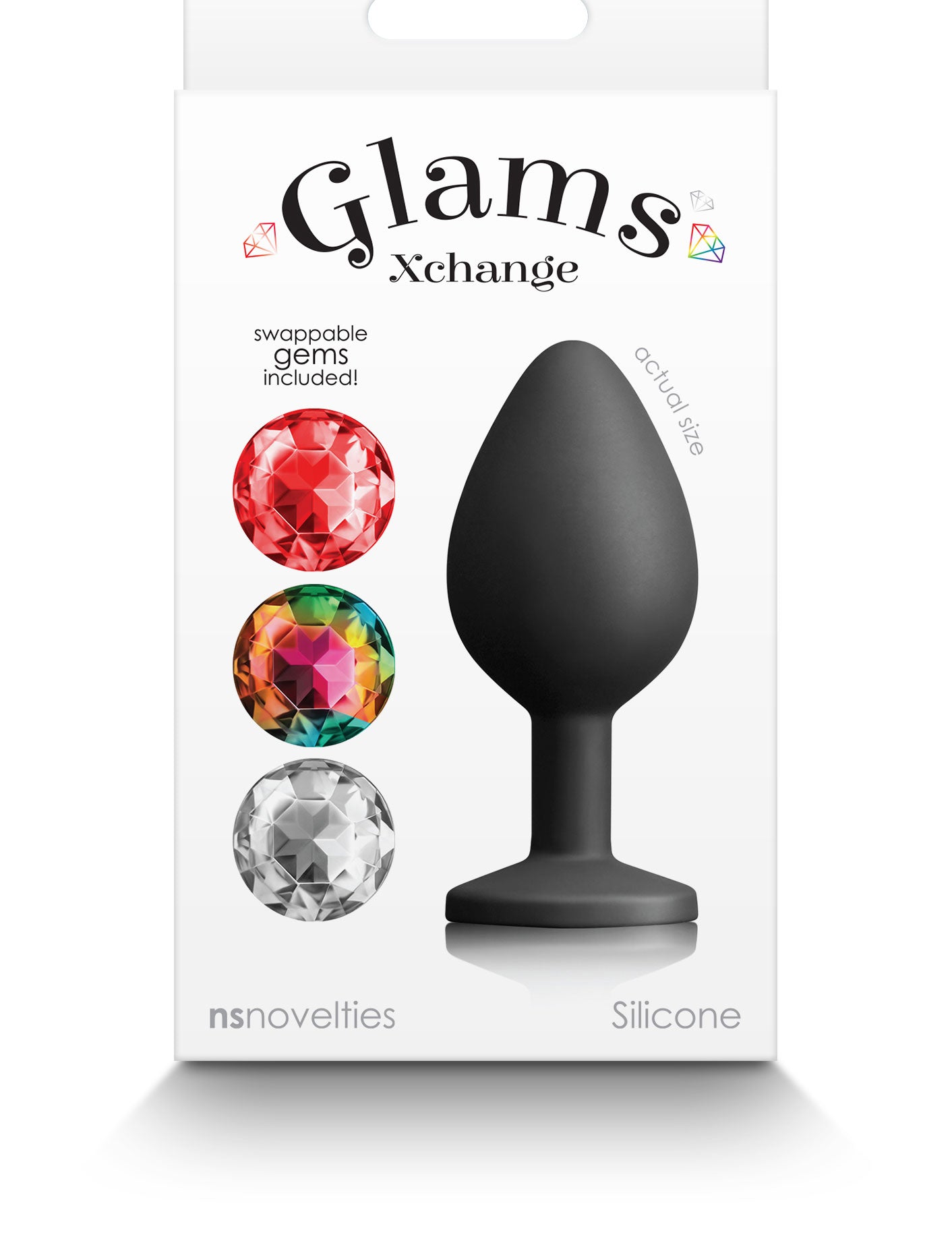 Glams Xchange Round Medium Accessory with Interchangeable Gems - Black