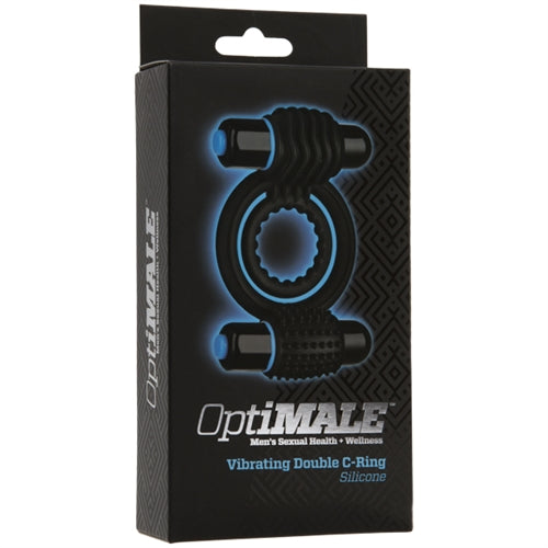 Doc Johnson Optimale Vibrating Double C Ring - Black - Dual Stimulation