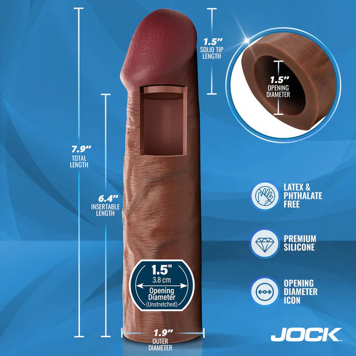 Curve Toys Jock Silicone Penis Extension Sleeve - Realistic Design - Dark