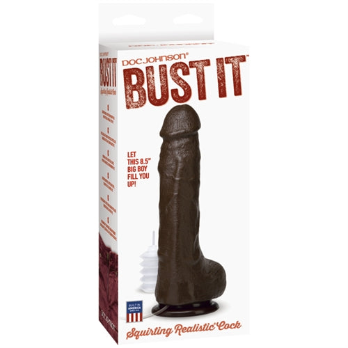 Doc Johnson Bust It Squirting Realistic Cock – Black – 8.5 inches