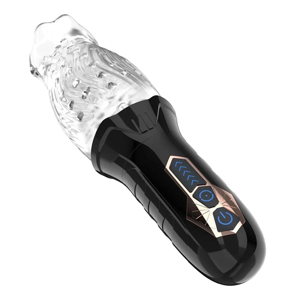 The Male Rose Gawk Gawk 3000 Vibrating Rotating Masturbator - Clear