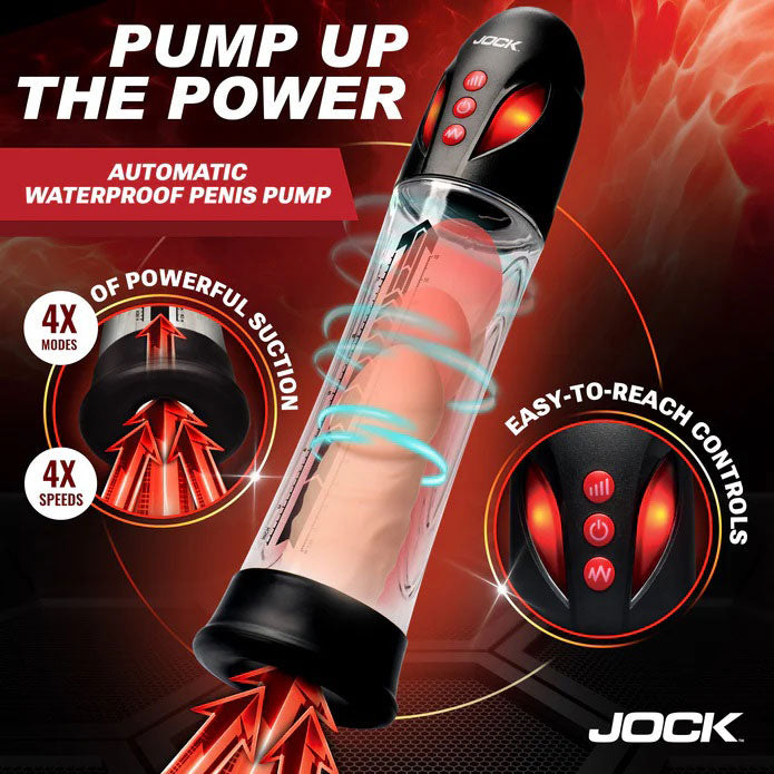 Curve Toys Power Up Automatic Waterproof Penis Pump - Clear - 4 Adjustable Speed Modes