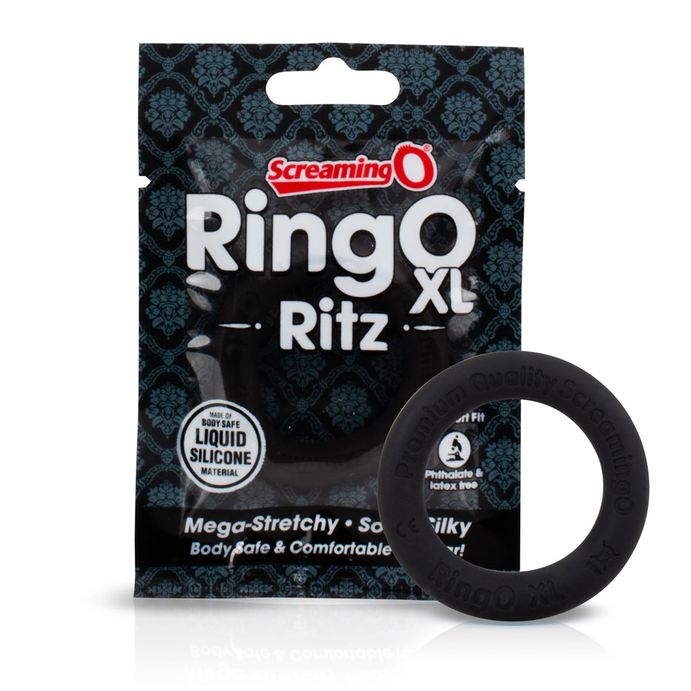 Screaming O RingO Ritz XL Cockring – Black – Liquid Silicone – Body-Safe
