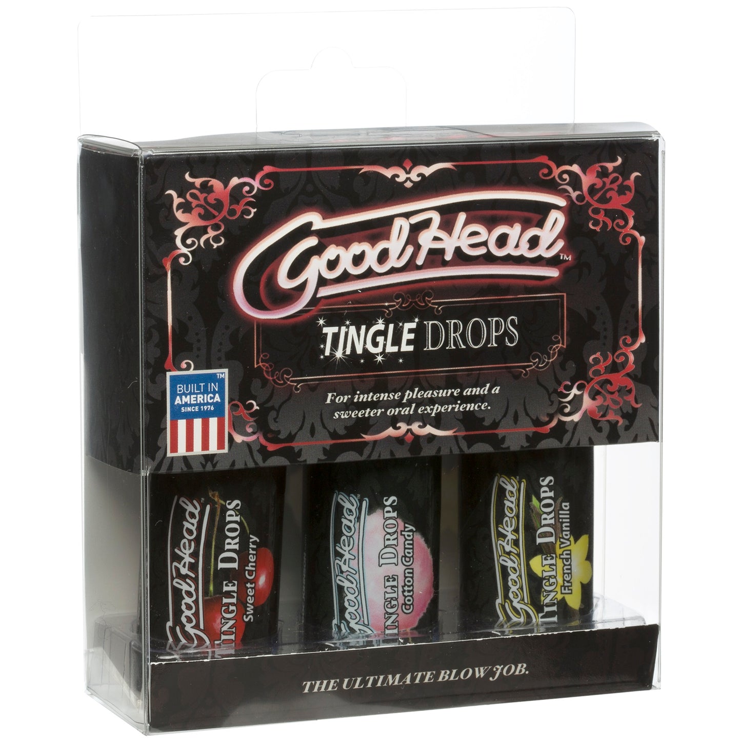 Goodhead Tingle Drops 3-Pack - Oral Play Enhancers in French Vanilla, Cotton Candy, Sweet Cherry