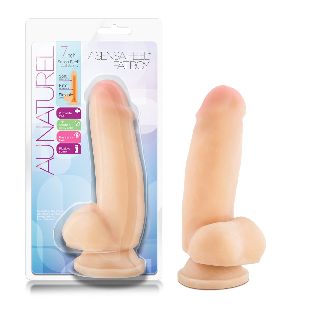 Blush Au Naturel 7 Inch Sensa Feel Fat Boy Dildo - Beige