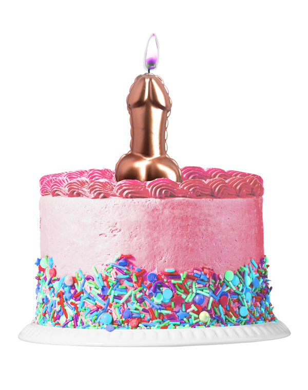 Little Genie Pink Foil Penis Balloon Candle - 4 inches Tall