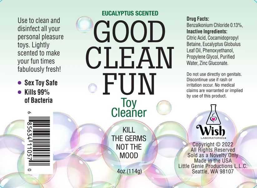 Good Clean Fun Toy Cleaner - Eucalyptus - 2 Fl Oz - Disinfectant for Personal Pleasure Toys