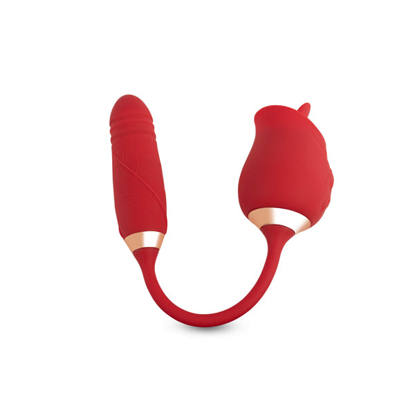 Camtoyz Lotus Dual-Ended Vibrator with Bullet and External Stimulator – Red
