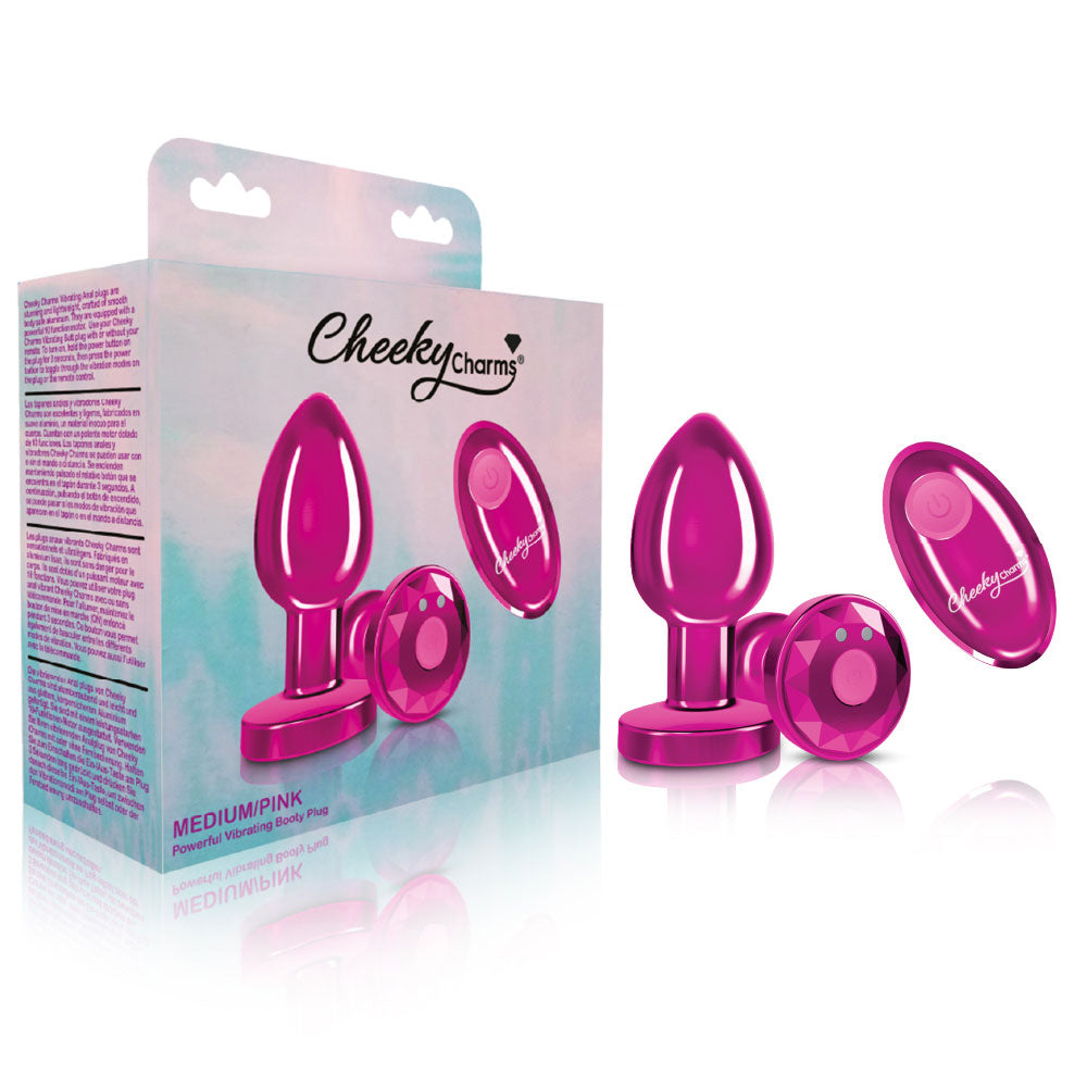 Viben Cheeky Charms Medium Vibrating Anal Plug with Remote Control – Pink