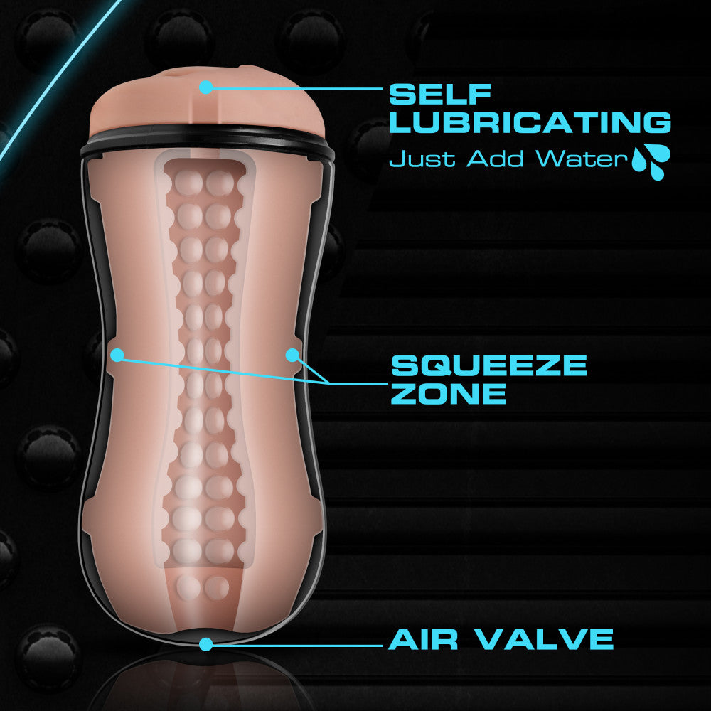 M for Men Soft & Wet Self-Lubricating Stroker Cup with Pleasure Orbs - Beige