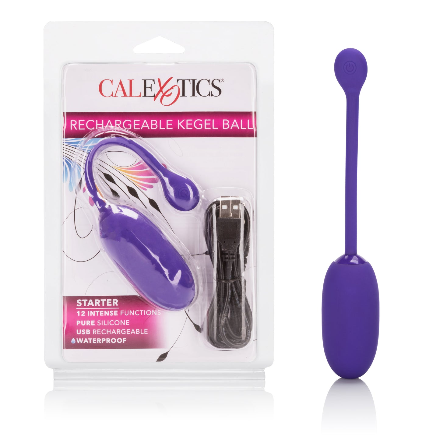 CalExotics Rechargeable Kegel Ball Starter – Purple – 12 Function Vibrating Exerciser
