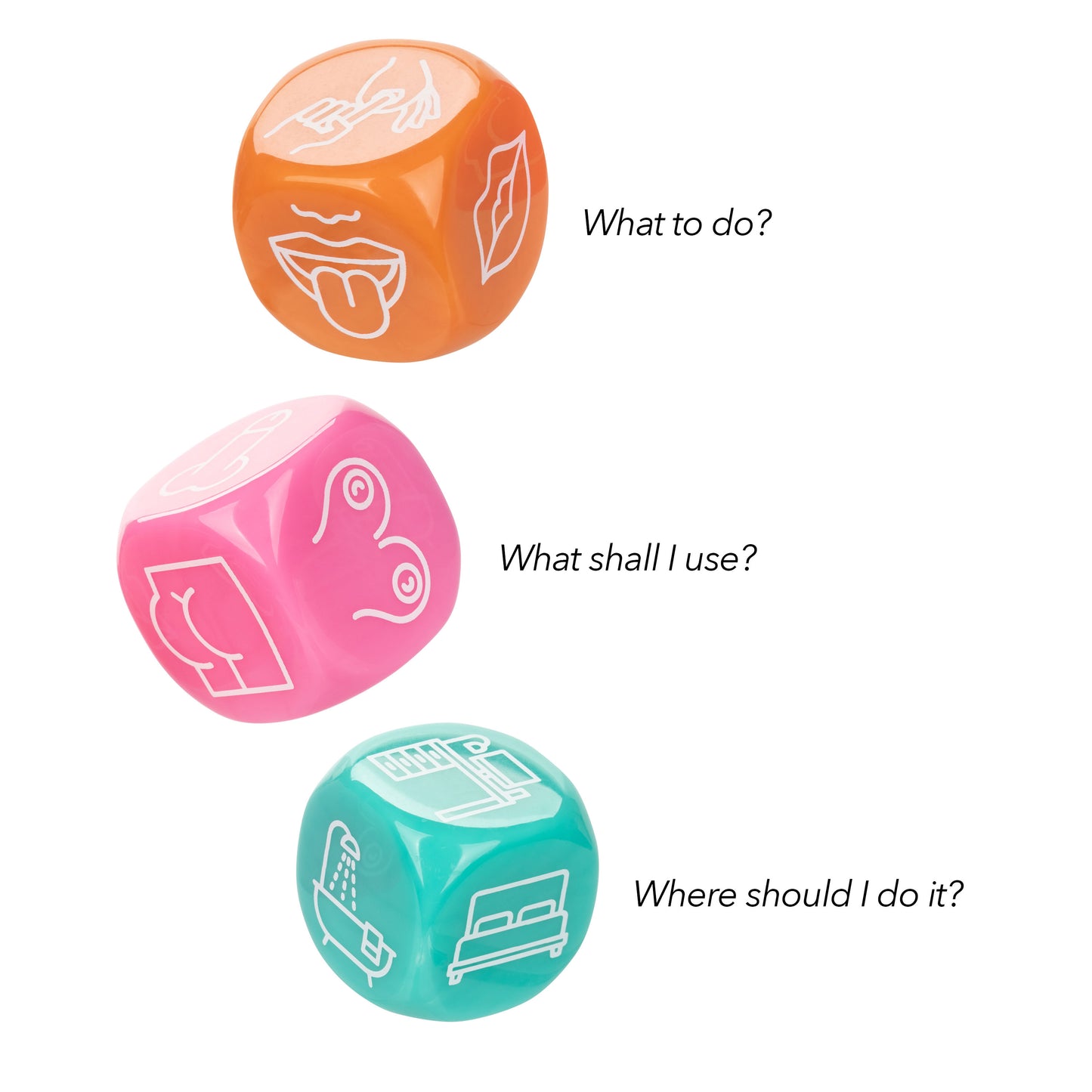CalExotics Naughty Bits Roll With It Icon-Based Sex Dice Game – Multi-Color