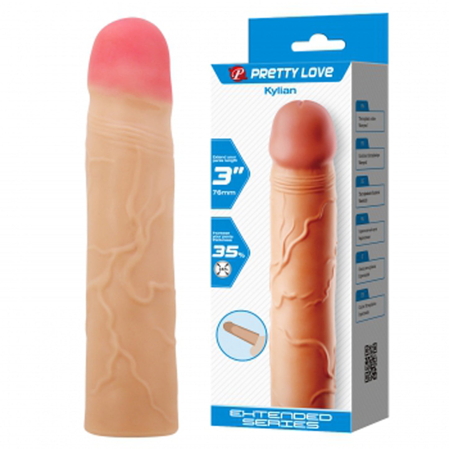 Kylian Extended Penis Sleeve - Realistic Penis Extender - Beige