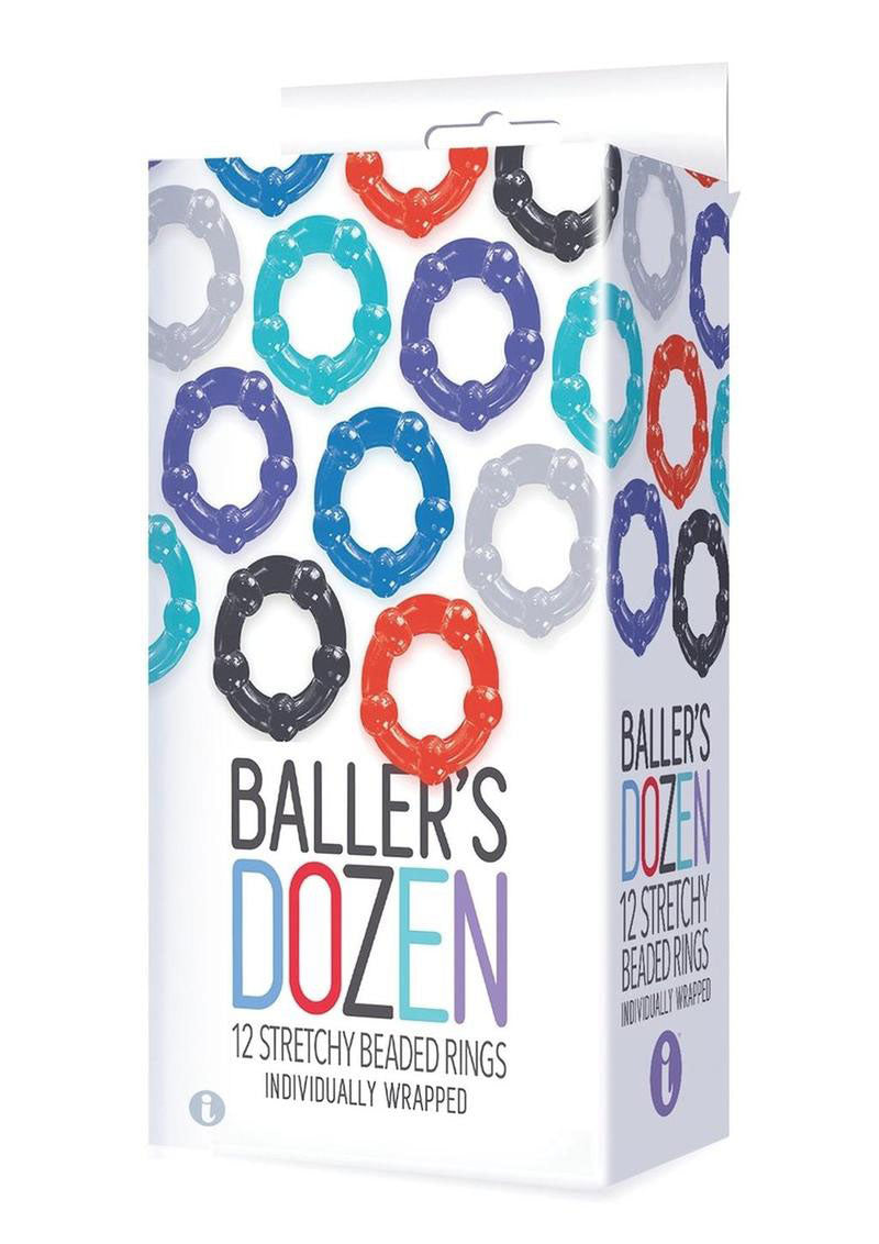 The 9's Baller Dozen Beaded Cock Ring Set - 12 Pieces - Multi-Color