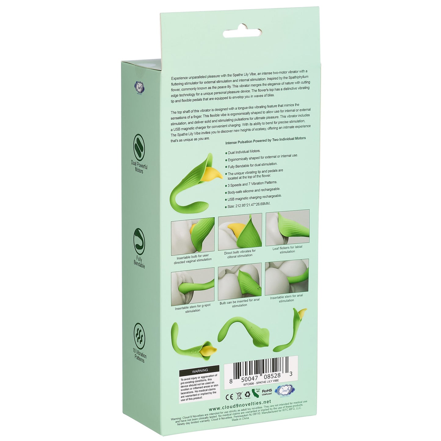 Cloud 9 Novelties Spathe Lily Vibe – Green – Dual-Motor Vibrator