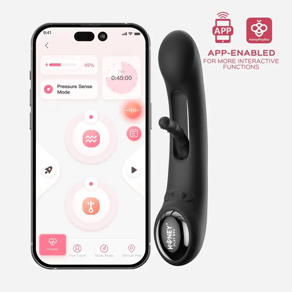 Honey Play Box Tempo App-Controlled Tapping G-Spot Vibrator - Black