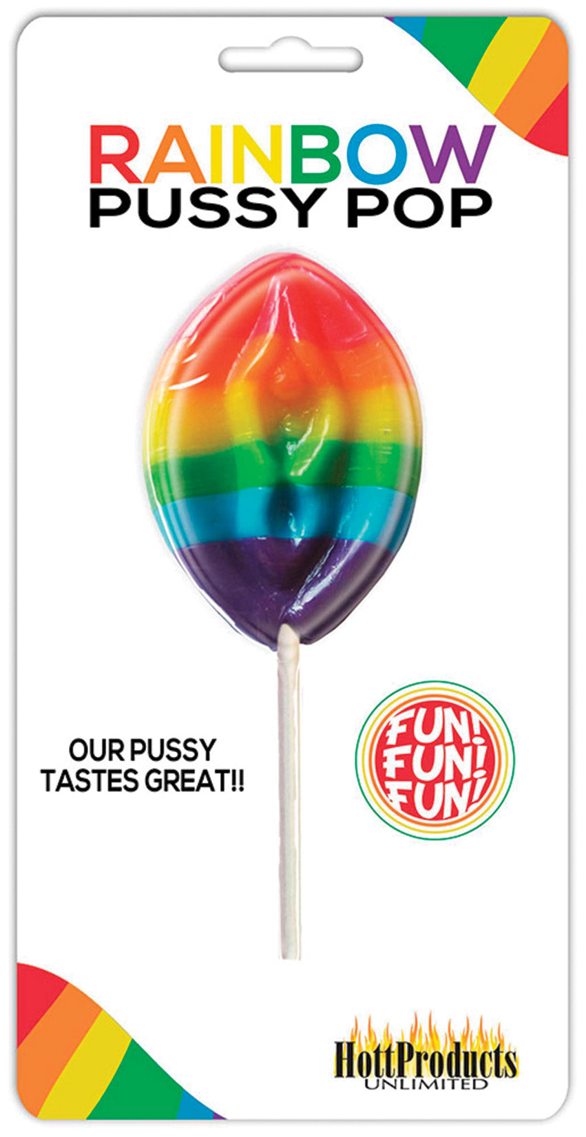 Hott Products Rainbow Pussy Pop – Fruity Flavor Candy – 6 Inch