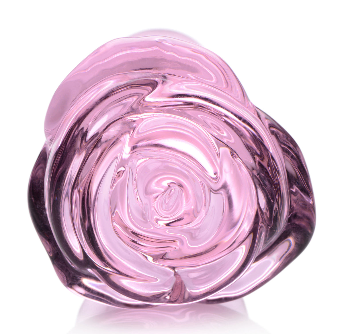 XR Brands Pink Rose Glass Anal Plug - Small - Decorative and Temperature Play