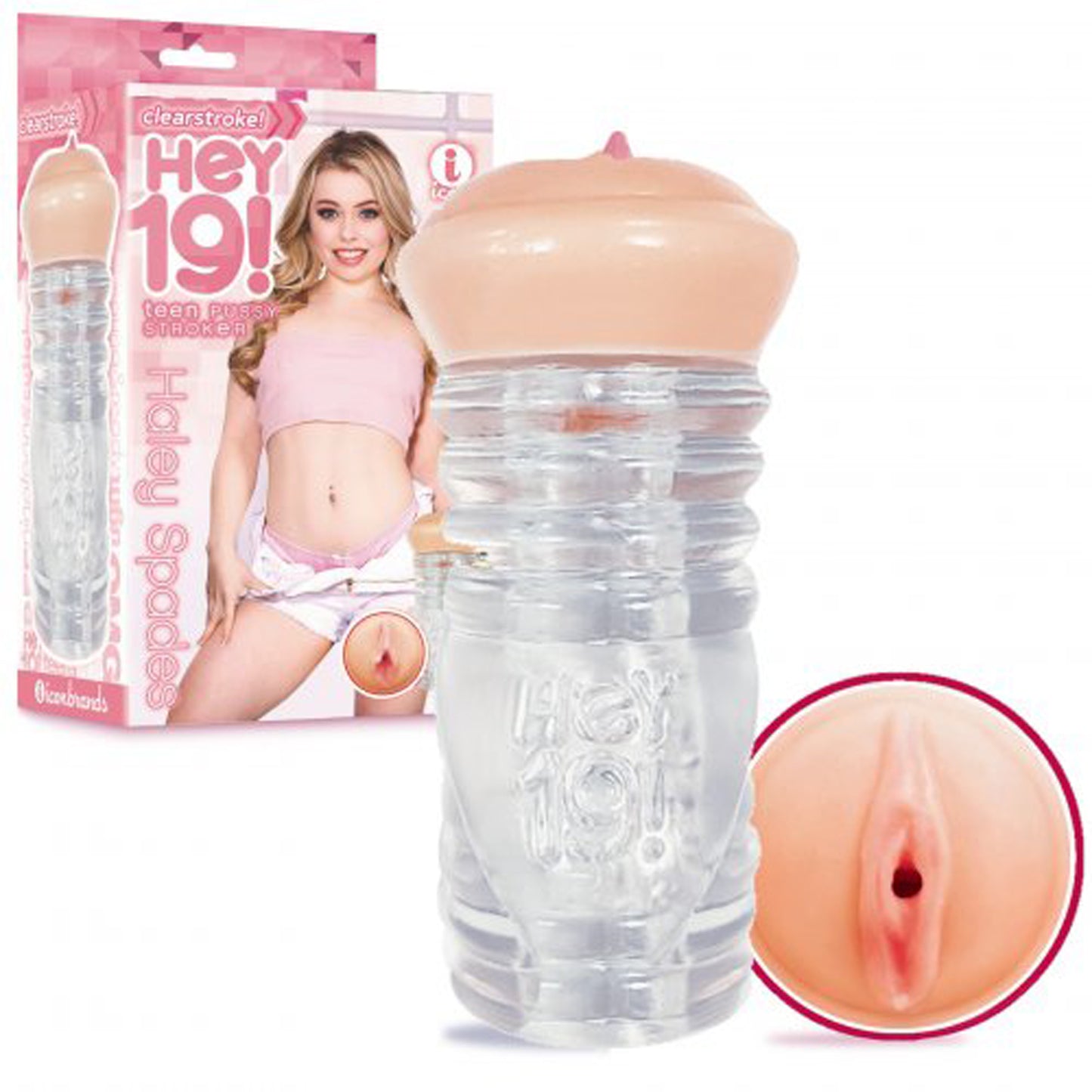 Icon Brands Hey 19 Clear Stroker - Realistic Male Masturbator - Beige