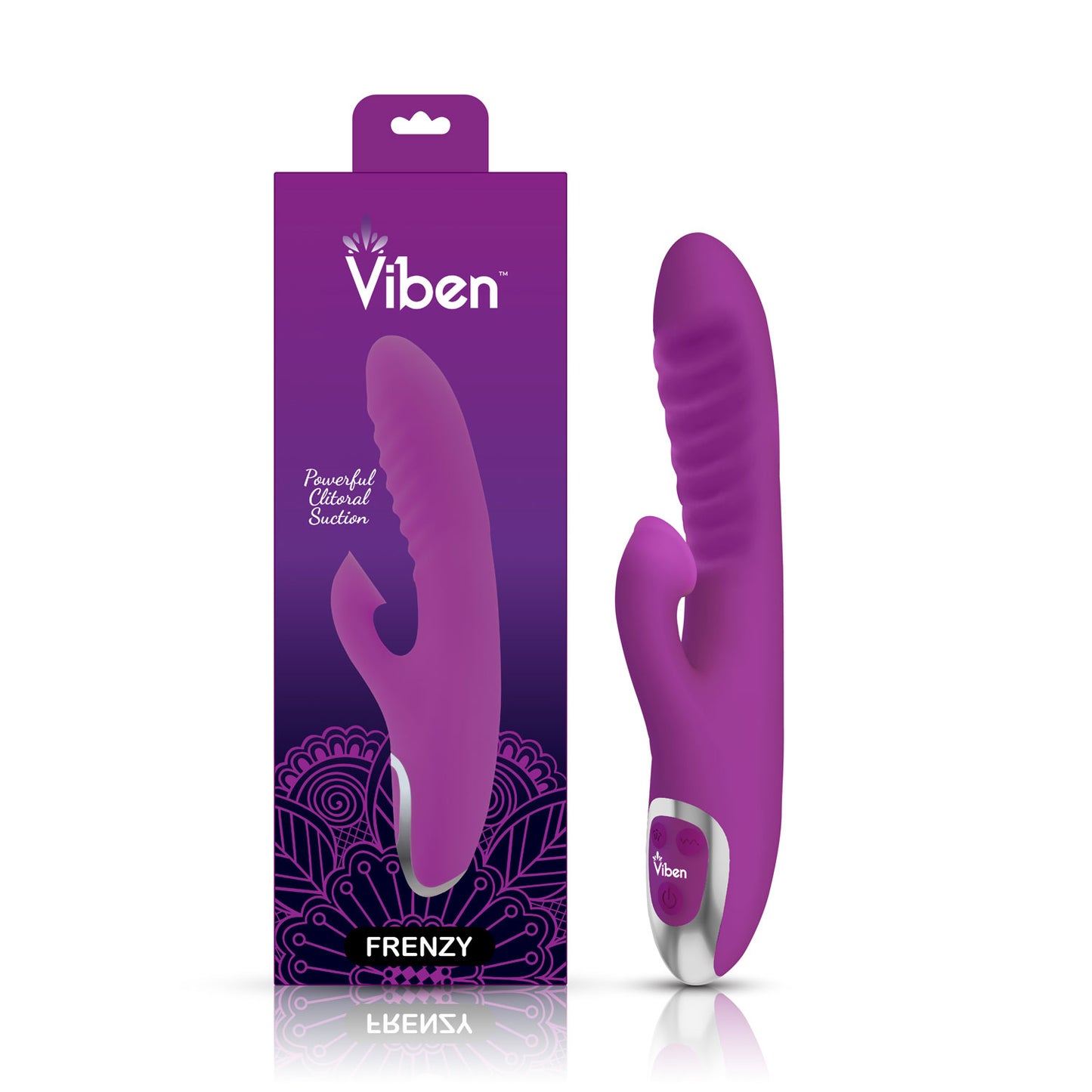 Frenzy Clitoral Suction Rabbit - Dual Motor Silicone Vibrator - Berry