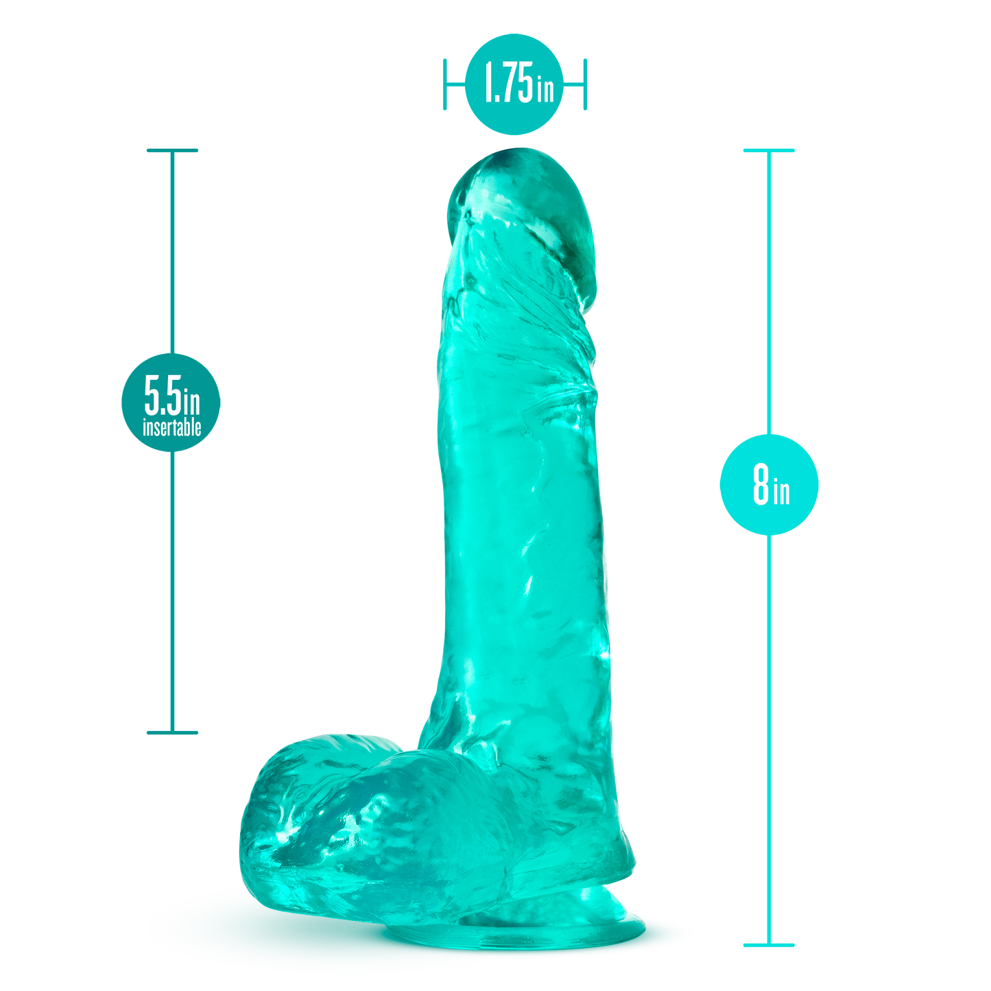 B Yours Plus Ram n' Jam Teal Dildo with Suction Cup Base
