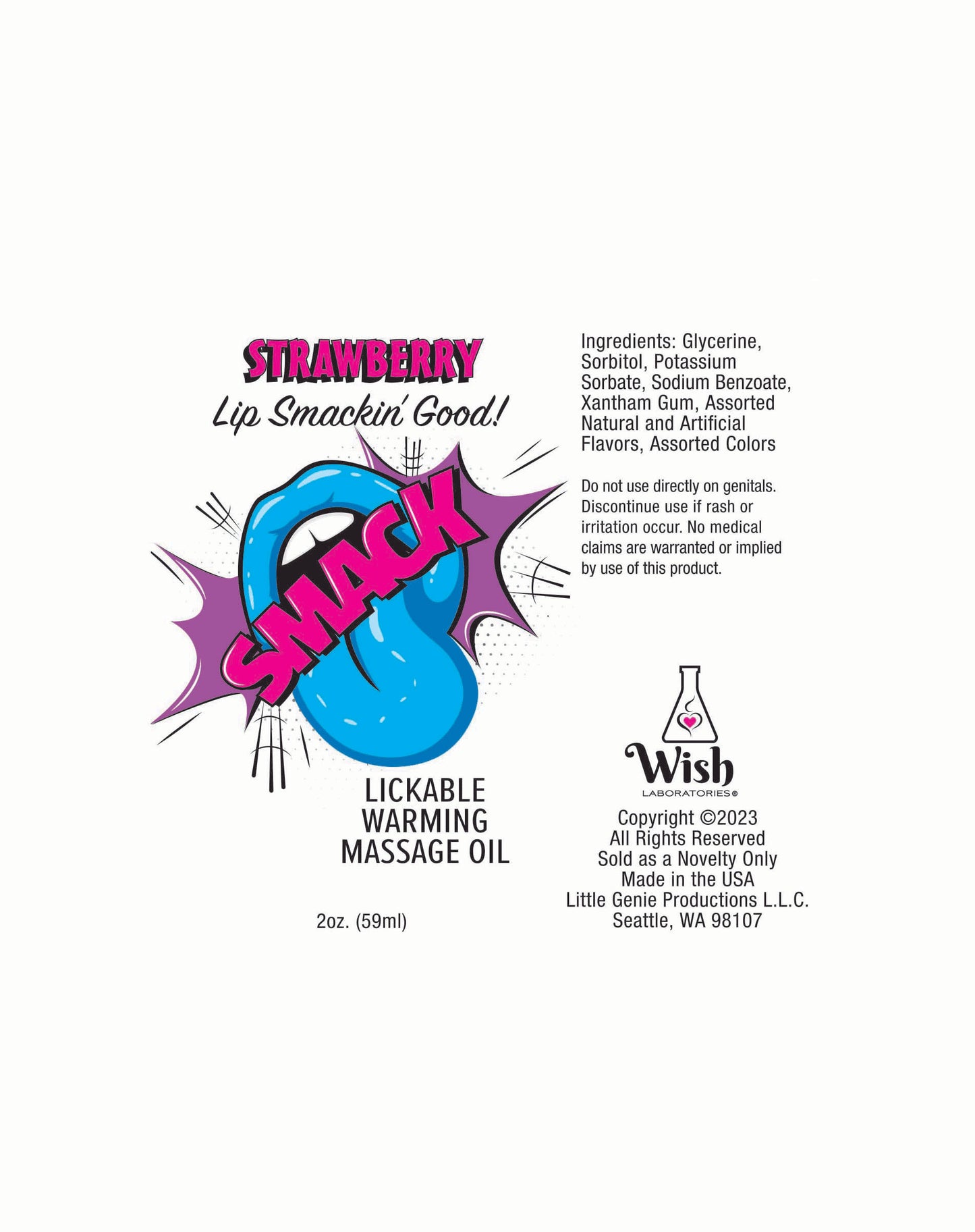 Smack Warming and Lickable Massage Oil – Strawberry – 2 Oz