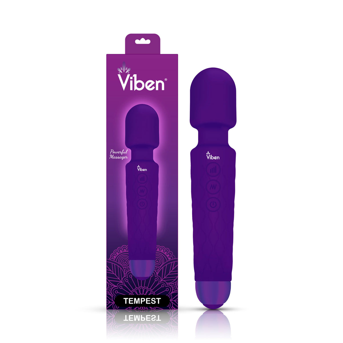 Viben Tempest Wand Massager - Powerful Personal Massager with 8 Speeds and 20 Vibration Patterns - Violet