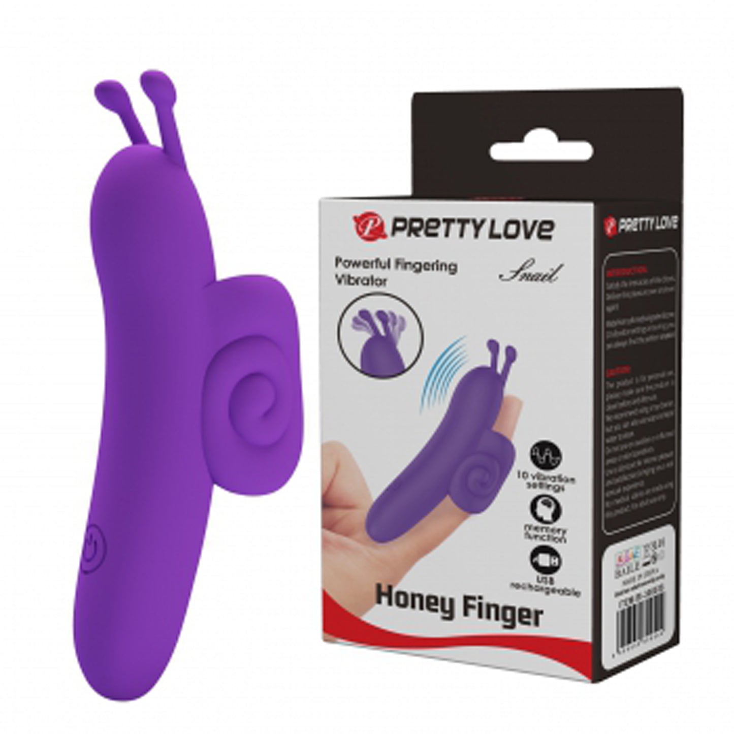 Pretty Love Snail Honey Finger Vibrator - Purple - 10 Vibration Modes