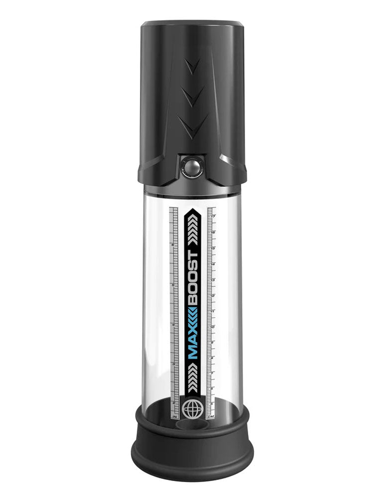 Pipedream Max Boost Penis Pump - Black/Clear - Manual Piston Action