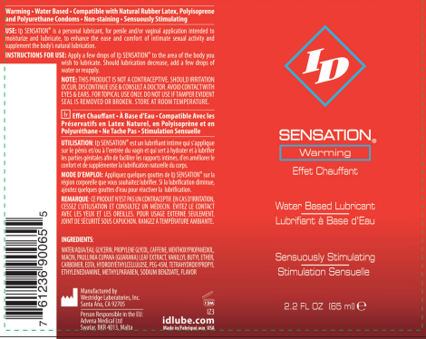 I.D. Lubricants ID Sensations Water-Based Warming Lubricant 2.2 Oz