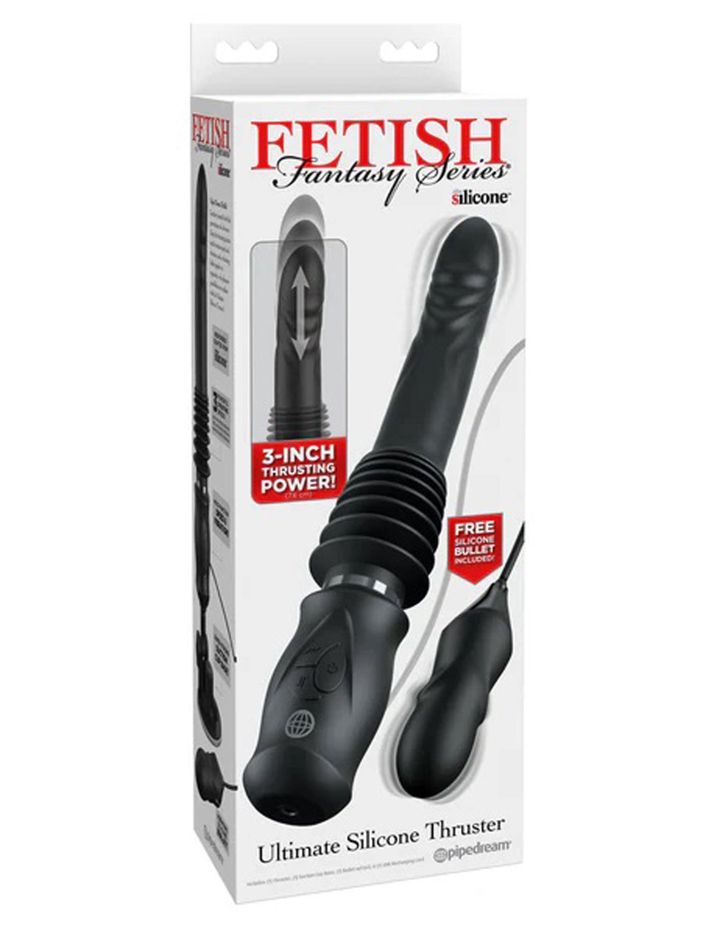 Pipedream Ultimate Silicone Thruster - Black - Thrusting Vibrator with 3-Speed Functionality
