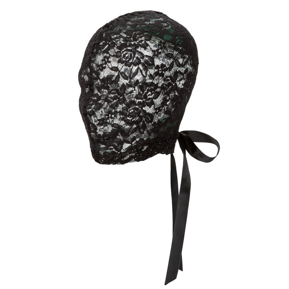 CalExotics Scandal Corset Lace Hood - Black Full-Face Lace Mask