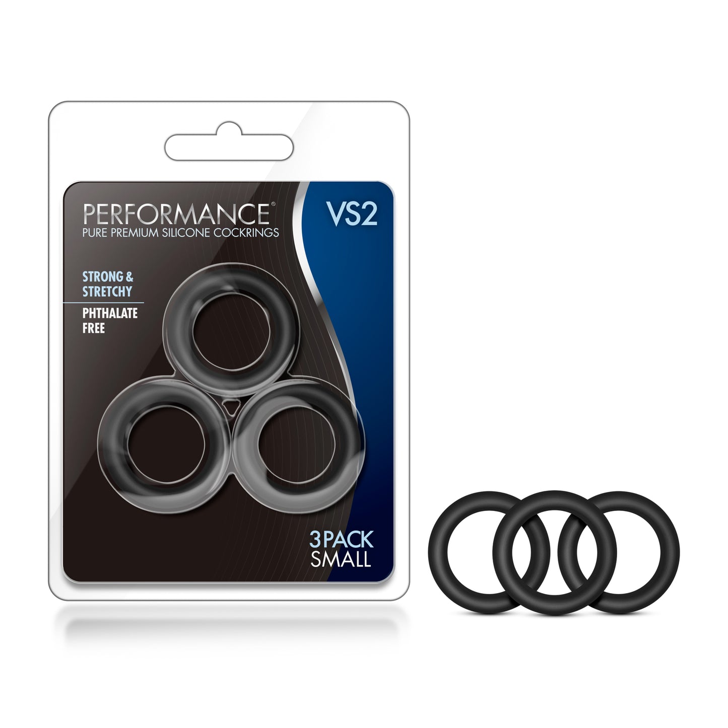 Blush Performance Vs2 Pure Premium Silicone Cockrings - Small - Black