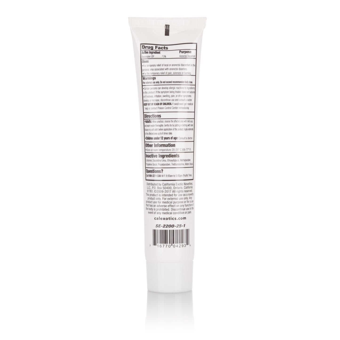 CalExotics Tush-Eze Anorectal Gel – Maximum Strength, Unscented, 1.5 Oz