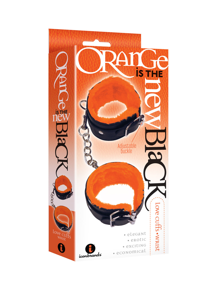 The 9's Orange Is the New Black Love Cuffs Wrist - Adjustable Faux-Fur Handcuffs - Black