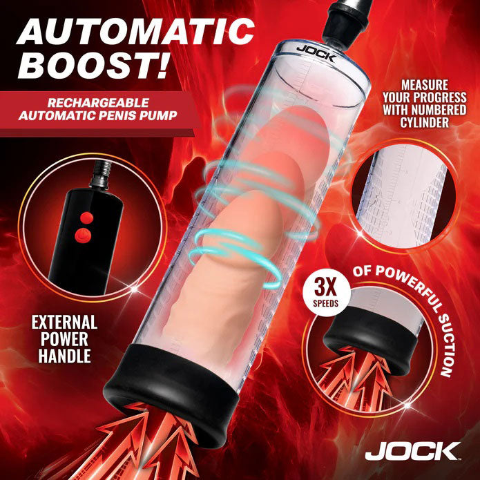 Curve Toys Power Up Rechargeable Automatic Penis Pump – Clear