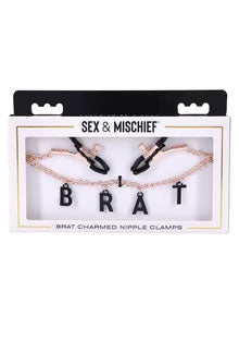 Brat Charmed Nipple Clamps - Rose Gold - Adjustable Tension with Charms