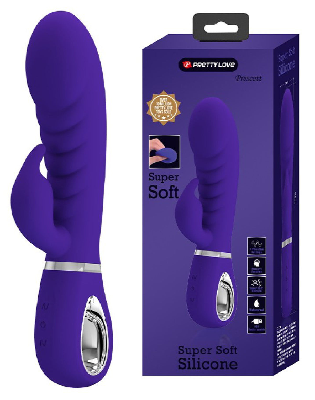 Pretty Love Super Soft Rabbit Silicone Vibrator – Purple