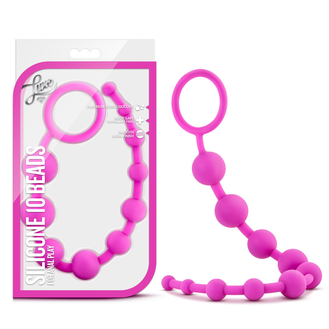 Blush Luxe Silicone 10 Beads – Fuchsia – Anal Play Beads