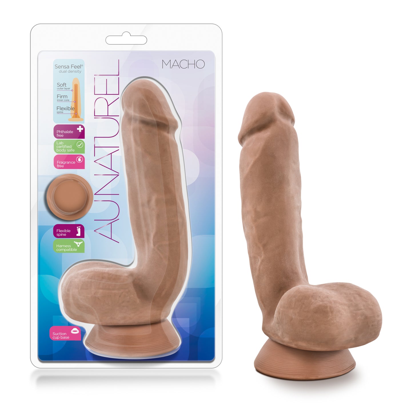 Blush Macho Latin Collection Dual Density Male Stroker with Suction Cup – Beige