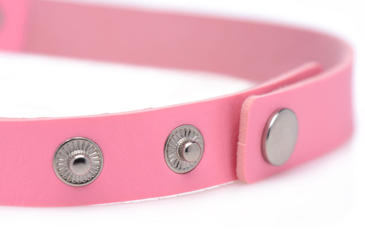 Dark Heart Chrome Heart Choker - Pink - Vegan Leather with Adjustable Fit