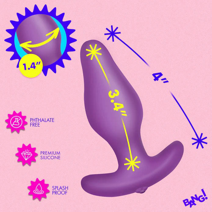 XR Brands Vibrating Silicone Butt Plug with Remote Control – Purple