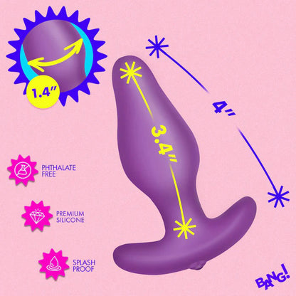 XR Brands Vibrating Silicone Butt Plug with Remote Control – Purple