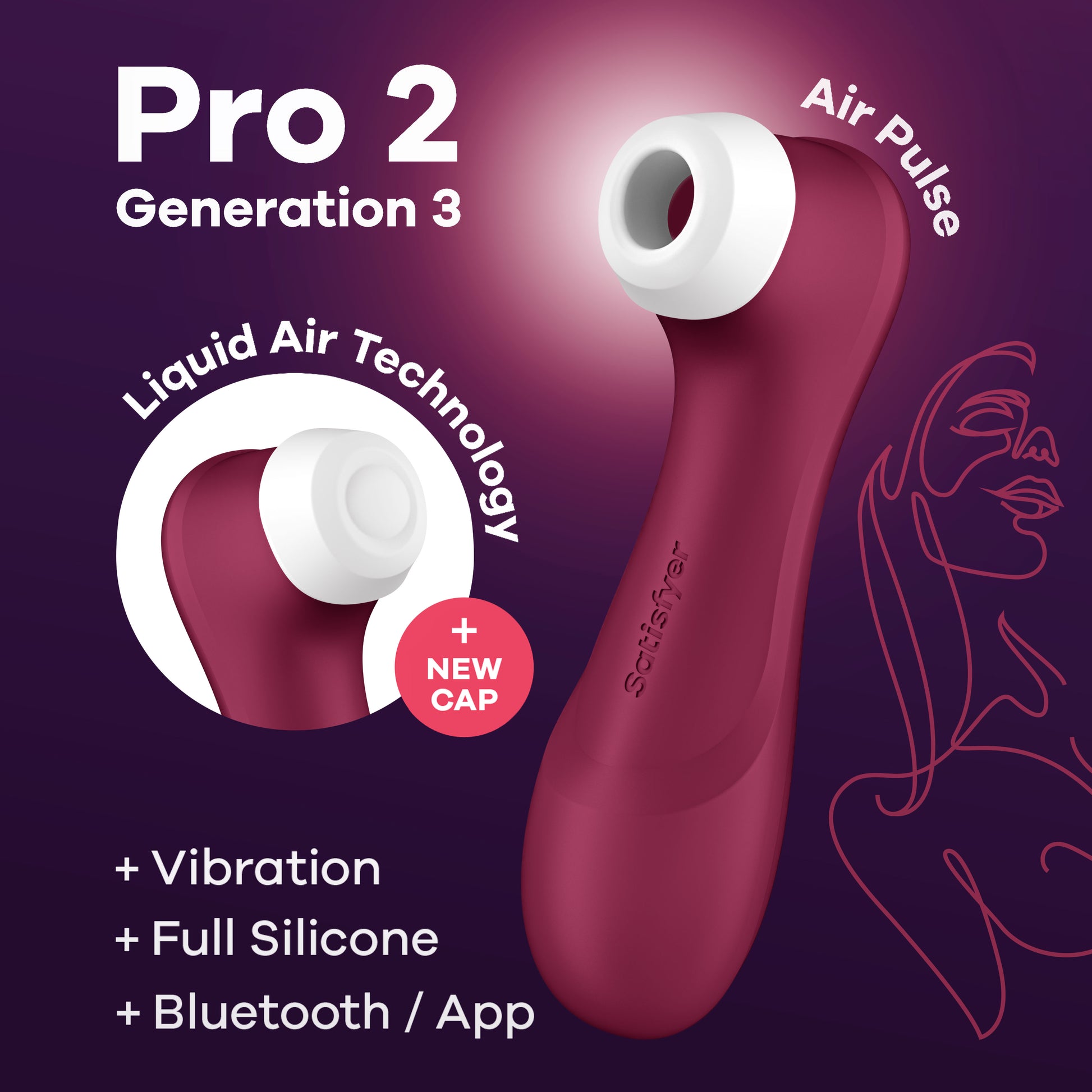 Satisfyer Pro 2 Generation 3 Connect App Clitoral Stimulator – Wine Red